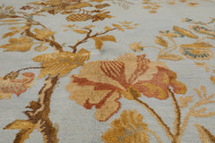 8x10 Blue, Sage Hand Knotted Tibetan Wool and Silk Lapchi Transitional Oriental Area Rug powder