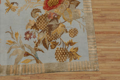 8x10 Blue, Sage Hand Knotted Tibetan Wool and Silk Lapchi Transitional Oriental Area Rug powder