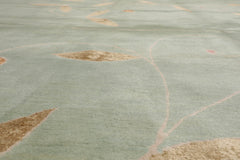 8x10 Aqua, Caramel Hand Knotted Tibetan Wool and Silk Tufenkian Modern & Contemporary Oriental Area Rug