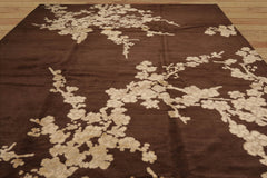 10x14 Brown, Beige Hand Knotted Tibetan Wool and Silk Tibetan Modern & Contemporary Oriental Area Rug