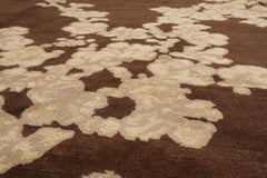 10x14 Brown, Beige Hand Knotted Tibetan Wool and Silk Tibetan Modern & Contemporary Oriental Area Rug