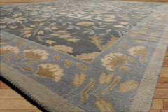 8 x 10  Slate Blue Beige Color Hand Tufted All-Over 100% Wool Transitional Oriental Rug