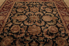 8x10 Black, Burgundy Hand Knotted 100% Wool Agra Traditional Oriental Area Rug