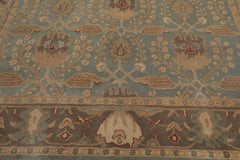 9 x 12  Aqua Taupe Beige Color Hand Tufted William Morris 100% Wool Transitional Oriental Rug