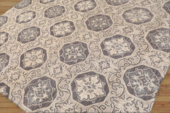 Sherwinn 8x10 Hand Tufted Hand Made Wool & Art Silk Patterned Transitional Oriental Area Rug Gray, Beige Color