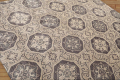 Sherwinn 8x10 Hand Tufted Hand Made Wool & Art Silk Patterned Transitional Oriental Area Rug Gray, Beige Color