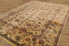 9x12 Ivory, Aqua Hand Knotted 100% Wool Agra Traditional Oriental Area Rug