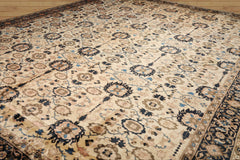 Palace Ivory, Midnight Blue Hand Knotted 100% Wool Mahal Traditional Oriental Area Rug