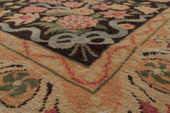 11' 6''x17' 10" Chocolate Tan Aqua Color Hand Knotted Aubusson Savonnerie 100% Wool Traditional Oriental Rug