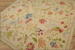 8x10 Hand Knotted Aubusson Savonnerie 100% Wool Asmara Traditional Floral Oriental Area Rug Vanilla, Beige Color
