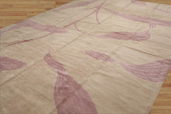 10x14 Gray, Beige Hand Knotted Tibetan Wool and Silk Tibetan Modern & Contemporary Oriental Area Rug