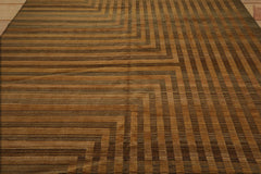 9x12 Hand Knotted Tibetan 100% Wool Modern & Contemporary Oriental Area Rug Brown, Muted Gold Color
