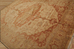 8x10 Hand Knotted Oushak 100% Wool Turkish Oushak Traditional Oriental Area Rug Beige, Muted Teracotta Color
