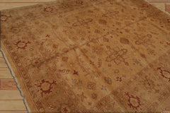 8x10 Hand Knotted Oushak 100% Wool Turkish Oushak Traditional Oriental Area Rug Tan, Light Gold Color