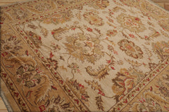 8x10 Hand Knotted Oushak 100% Wool Turkish Oushak Traditional Oriental Area Rug Beige, Caramel Color