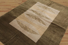 5x7 Beige, Moss Hand Knotted Tibetan 100% Wool Michaelian & Kohlberg Transitional Oriental Area Rug