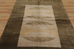 5x7 Beige, Moss Hand Knotted Tibetan 100% Wool Michaelian & Kohlberg Transitional Oriental Area Rug