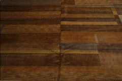 10x14 Hand Knotted Tibetan 100% Wool Stripes Modern & Contemporary Oriental Area Rug Gold, Brown Color