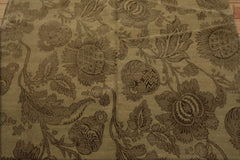 6x9 Hand Knotted Tibetan Wool and Silk Lapchi Transitional Botanical Oriental Area Rug Olive Green, Moss Color