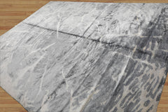 9x12 Hand Knotted Tibetan Bamboo Silk Designer Modern & Contemporary Oriental Area Rug Tone On Tone, Ash Gray Color
