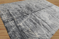 9x12 Hand Knotted Tibetan Bamboo Silk Designer Modern & Contemporary Oriental Area Rug Tone On Tone, Ash Gray Color