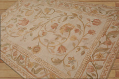 6x9 Hand Knotted French Aubusson Savonnerie 100% Wool Asmara Traditional Oriental Area Rug Beige, Tan Color