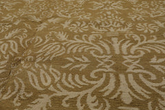 6x9 Hand Knotted Tibetan Wool and Silk Lapchi Transitional Oriental Area Rug Green, Light Gold Color