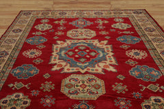 9x12 Hand Knotted 100% Wool Kazakh Modern & Contemporary Oriental Area Rug Red, Straw Color
