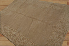 6x9 Hand Knotted Tibetan Wool and Silk Lapchi Modern & Contemporary Oriental Area Rug Tone On Tone Beige Color