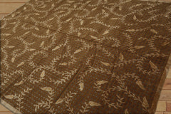 8x10 Hand Knotted Tibetan Wool and Silk Basketweave Transitional Oriental Area Rug Brown, Gold Color