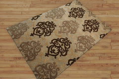 Adewumi 4x6 Hand Tufted 100% Wool Traditional Oriental Area Rug Mint, Beige Color