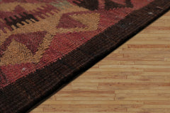 6' 3''x12' 3'' Hand Knotted Flatweave Kilim 100% Wool Kilim Southwestern Oriental Area Rug Rust, Brown Color