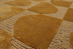 5x7 Hand Knotted Tibetan 100% Wool Modern & Contemporary Oriental Area Rug Tone on Tone Gold Color