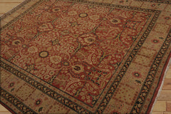 8x10 Hand Knotted 100% Wool Indo Tabriz Traditional Oriental Area Rug Rose, Moss Color