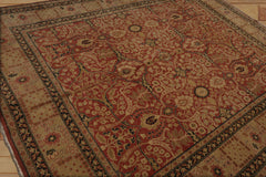 8x10 Hand Knotted 100% Wool Indo Tabriz Traditional Oriental Area Rug Rose, Moss Color