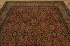 8x10 Hand Knotted 100% Wool Indo Tabriz Traditional Oriental Area Rug Rose, Moss Color