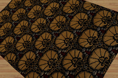 4x6 Hand Knotted Tibetan 100% Wool Art Deco Oriental Area Rug Black, Gold Color