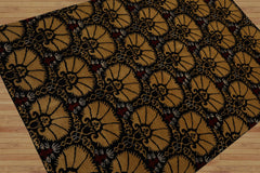 4x6 Hand Knotted Tibetan 100% Wool Art Deco Oriental Area Rug Black, Gold Color