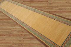 Runner Hand Knotted Tibetan 100% Wool Michaelian & Kohlberg Traditional Oriental Area Rug Light Gold, Brown Color