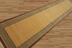Runner Hand Knotted Tibetan 100% Wool Michaelian & Kohlberg Traditional Oriental Area Rug Light Gold, Brown Color