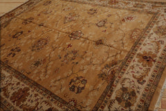 9x12 Hand Knotted Oushak 100% Wool Turkish Oushak Traditional Oriental Area Rug Caramel, Beige Color