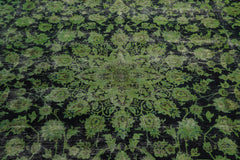 8x10 Hand Knotted 100% Wool Peshawar Traditional Oriental Area Rug Lime, Midnight Blue Color