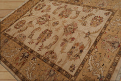 8x10 Hand Knotted 100% Wool Turkish Oushak Traditional Oriental Area Rug Beige, Caramel Color