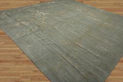Square Hand Knotted Tibetan 100% Wool Tibetan Modern & Contemporary Oriental Area Rug Tone On Tone, Celedon Color