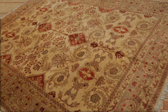 8x10 Hand Knotted Oushak 100% Wool Turkish Oushak Traditional Oriental Area Rug Light Gold, Taupe Color