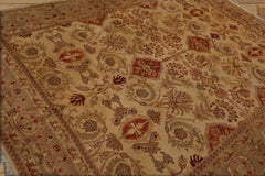8x10 Hand Knotted Oushak 100% Wool Turkish Oushak Traditional Oriental Area Rug Light Gold, Taupe Color