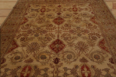 8x10 Hand Knotted Oushak 100% Wool Turkish Oushak Traditional Oriental Area Rug Light Gold, Taupe Color