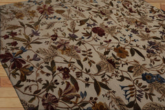 8x10 Hand Knotted Tibetan 100% Wool Transitional-Botanical High Low Pile Oriental Area Rug Beige, Rust Color