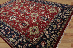 9x12 Hand Knotted 100% Wool Heriz Traditional Oriental Area Rug Red, Navy Color