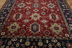 9x12 Hand Knotted 100% Wool Heriz Traditional Oriental Area Rug Red, Navy Color